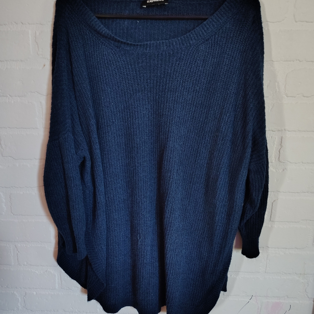Express Deep Blue Crew Neck Sweater